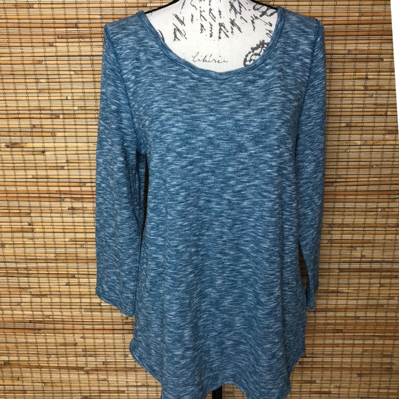 J. Crew Tops - J.CREW Jaspe' Heather Blue,3/4 Sleeve Pullover -XL